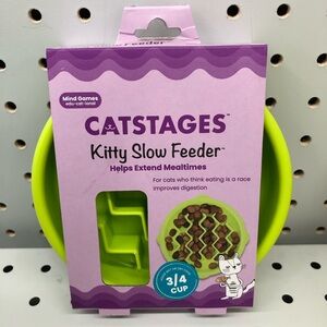 NEW PETSTAGES CATSTAGES Kitty Slow Feeder Bowl Cat Green 1 Bowl